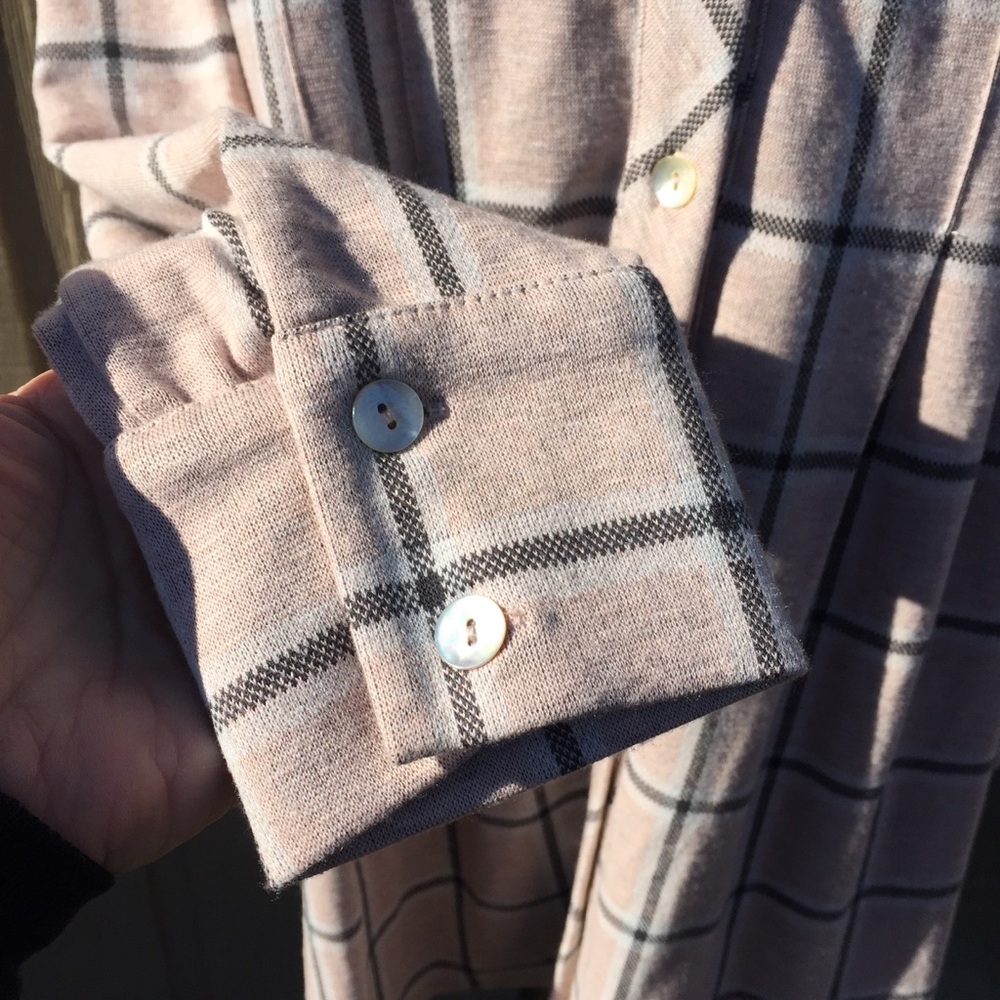 Soft Surroundings Soft Pink Calais Check Button Up Long Sleeve Top - Picture 3 of 9